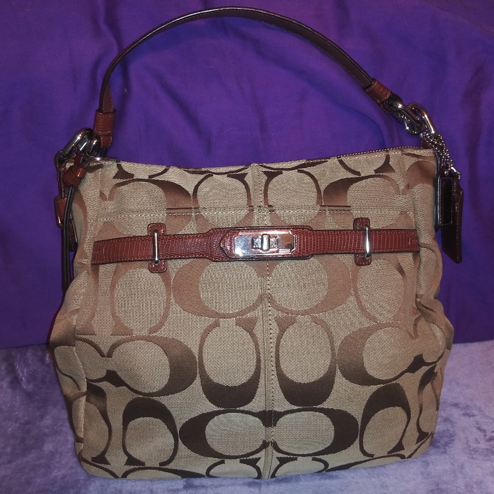 Coach Purse Brown Jacquard